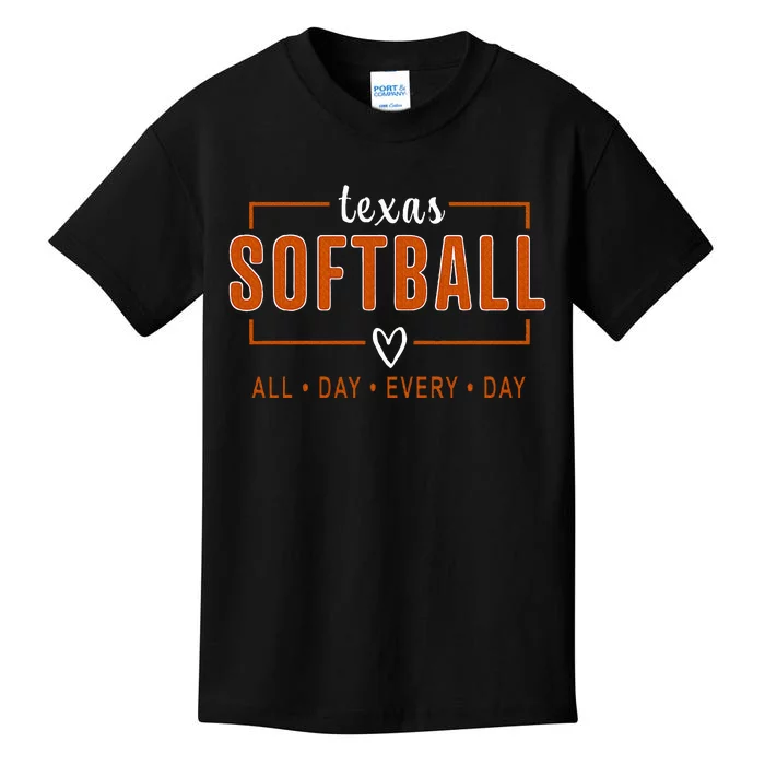 Texas Softball Vintage Team Kids T-Shirt