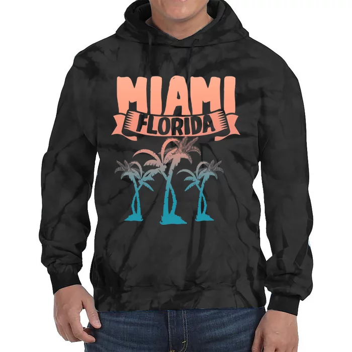 Tropical Summer Vacation Palm Trees Miami Beach Florida Tie Dye Hoodie