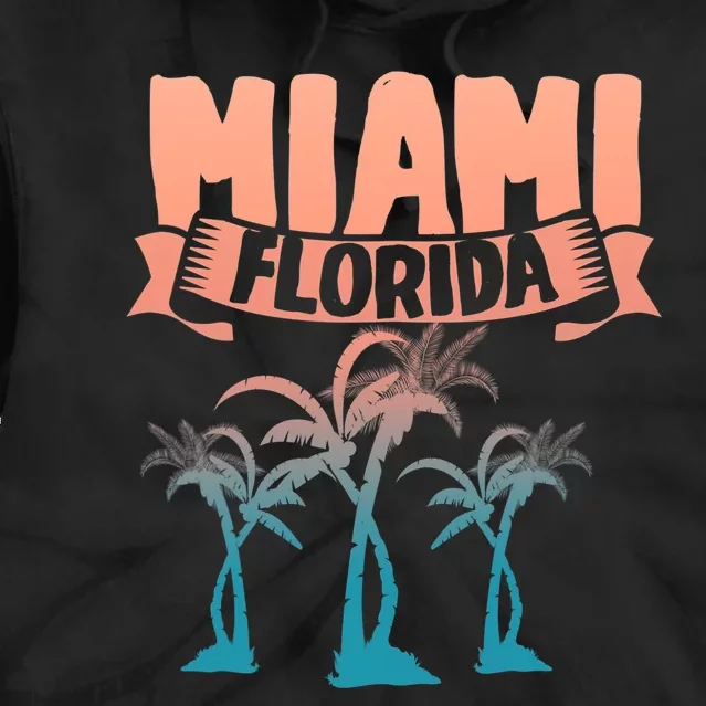 Tropical Summer Vacation Palm Trees Miami Beach Florida Tie Dye Hoodie