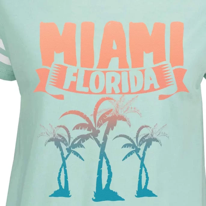 Tropical Summer Vacation Palm Trees Miami Beach Florida Enza Ladies Jersey Football T-Shirt