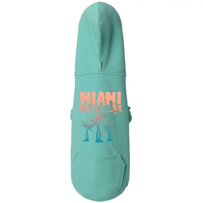 Tropical Summer Vacation Palm Trees Miami Beach Florida Doggie 3-End Fleece Hoodie