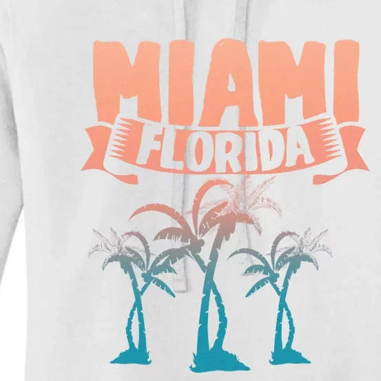 Tropical Summer Vacation Palm Trees Miami Beach Florida Women's Pullover Hoodie