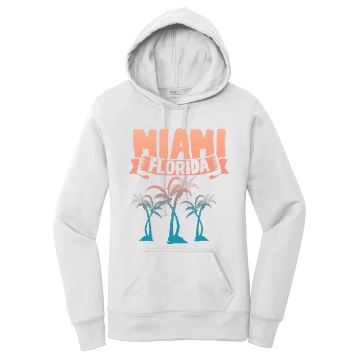 Tropical Summer Vacation Palm Trees Miami Beach Florida Women's Pullover Hoodie