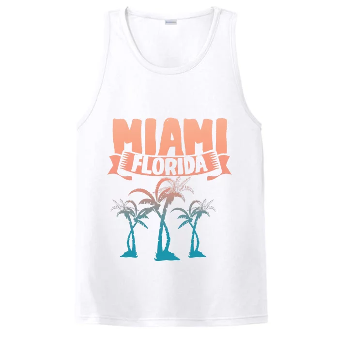 Tropical Summer Vacation Palm Trees Miami Beach Florida Performance Tank