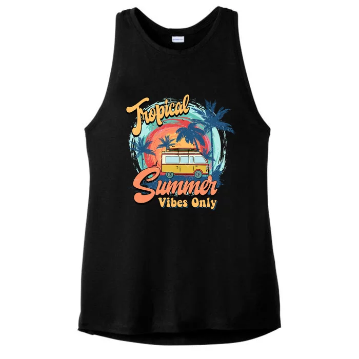 Tropical Summer Vibes Only Ladies Tri-Blend Wicking Tank