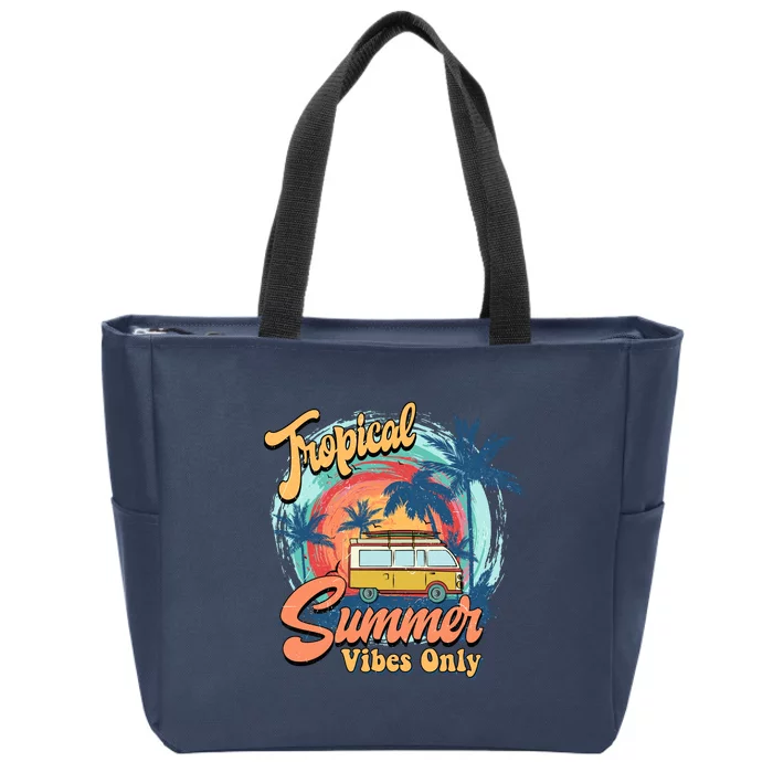 Tropical Summer Vibes Only Zip Tote Bag