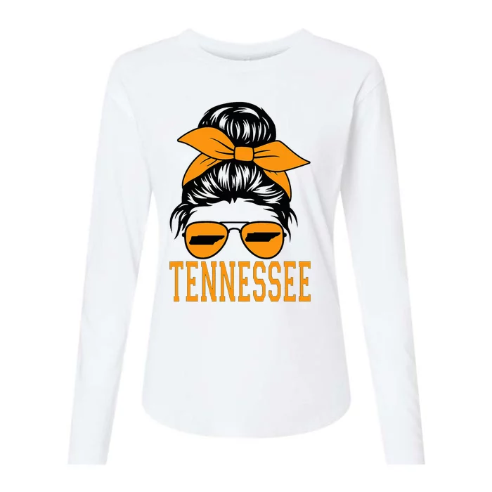 Tennessee State Women Tennessee Game Day Messy Bun Tn Womens Cotton Relaxed Long Sleeve T-Shirt