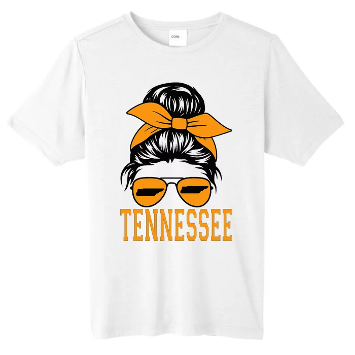 Tennessee State Wo Tennessee Orange Game Day Messy Bun TN ChromaSoft Performance T-Shirt