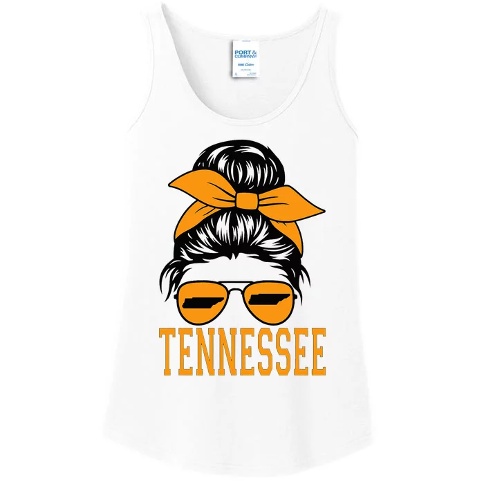 Tennessee State Wo Tennessee Orange Game Day Messy Bun TN Ladies Essential Tank