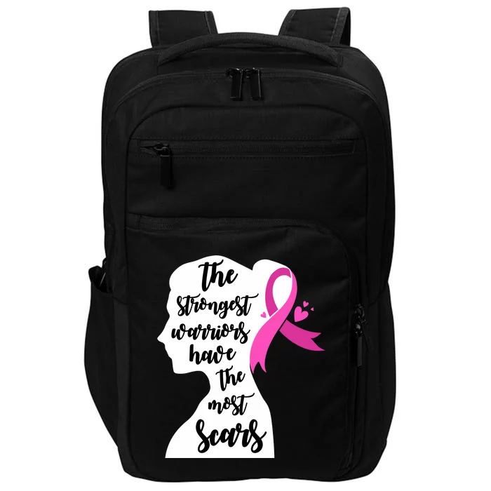 The Strongest Warriors Have The Most Scars Breast Cancer Awareness Impact Tech Backpack