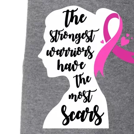 The Strongest Warriors Have The Most Scars Breast Cancer Awareness Doggie 3-End Fleece Hoodie