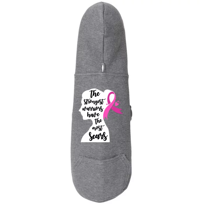 The Strongest Warriors Have The Most Scars Breast Cancer Awareness Doggie 3-End Fleece Hoodie