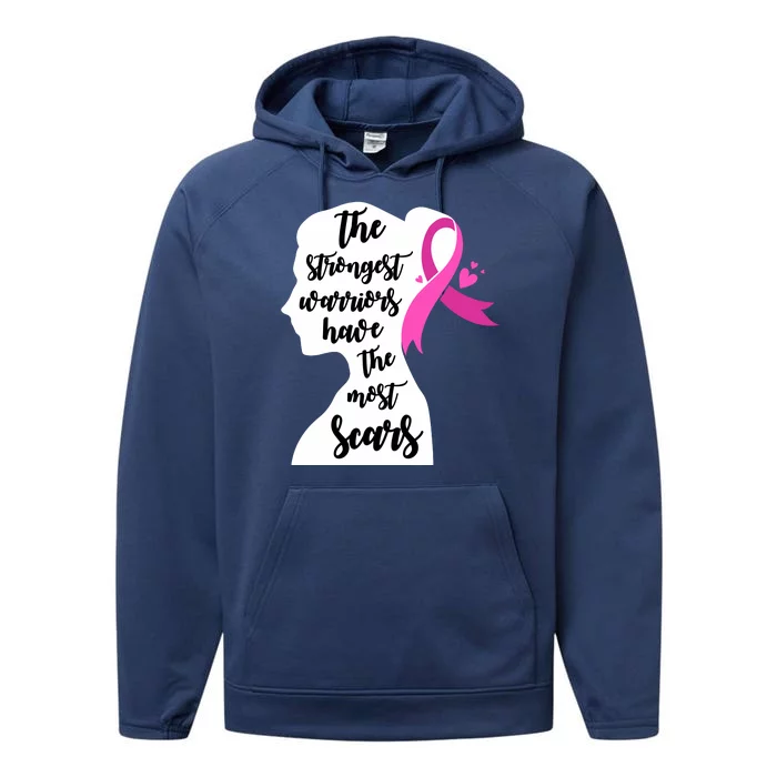 The Strongest Warriors Have The Most Scars Breast Cancer Awareness Performance Fleece Hoodie