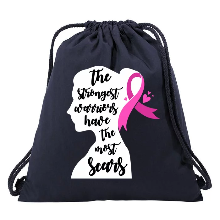 The Strongest Warriors Have The Most Scars Breast Cancer Awareness Drawstring Bag