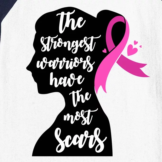 The Strongest Warriors Have The Most Scars Breast Cancer Awareness Baseball Sleeve Shirt