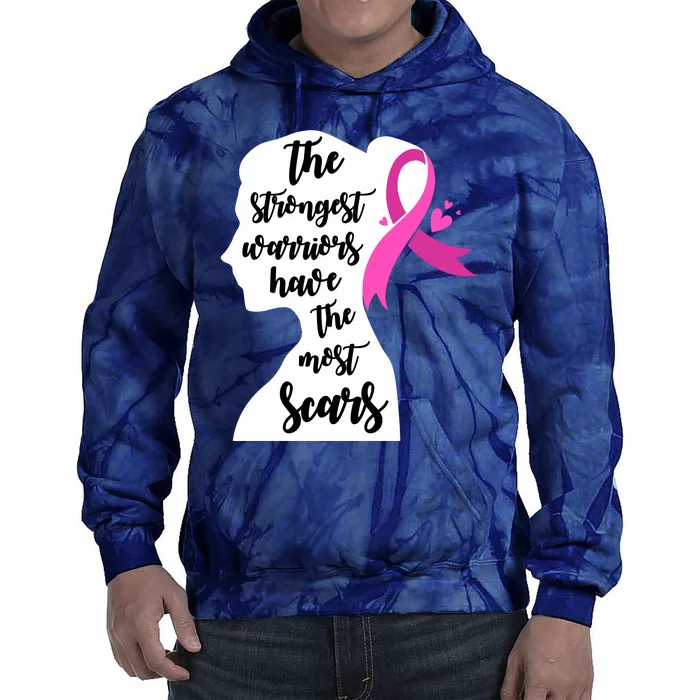 The Strongest Warriors Have The Most Scars Breast Cancer Awareness Tie Dye Hoodie