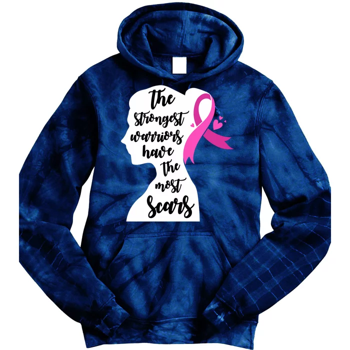 The Strongest Warriors Have The Most Scars Breast Cancer Awareness Tie Dye Hoodie