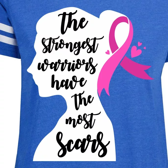 The Strongest Warriors Have The Most Scars Breast Cancer Awareness Enza Ladies Jersey Football T-Shirt