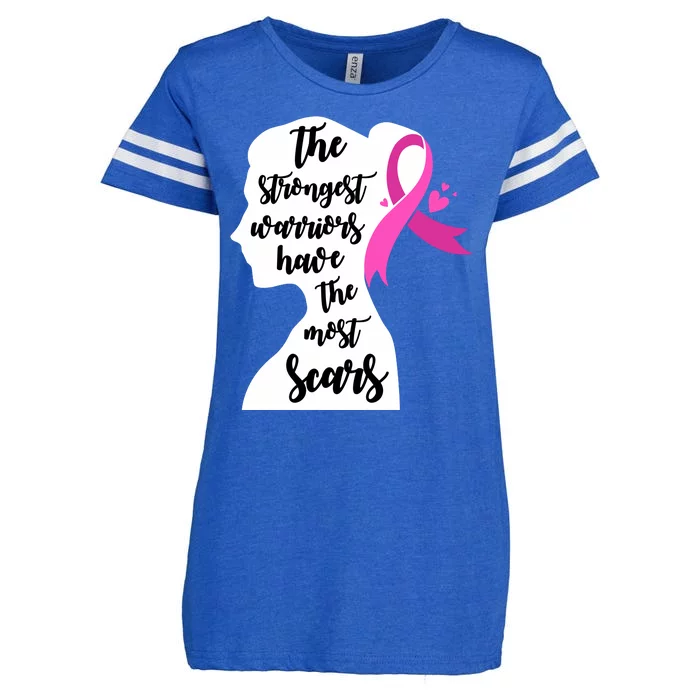 The Strongest Warriors Have The Most Scars Breast Cancer Awareness Enza Ladies Jersey Football T-Shirt