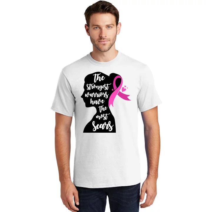 The Strongest Warriors Have The Most Scars Breast Cancer Awareness Tall T-Shirt