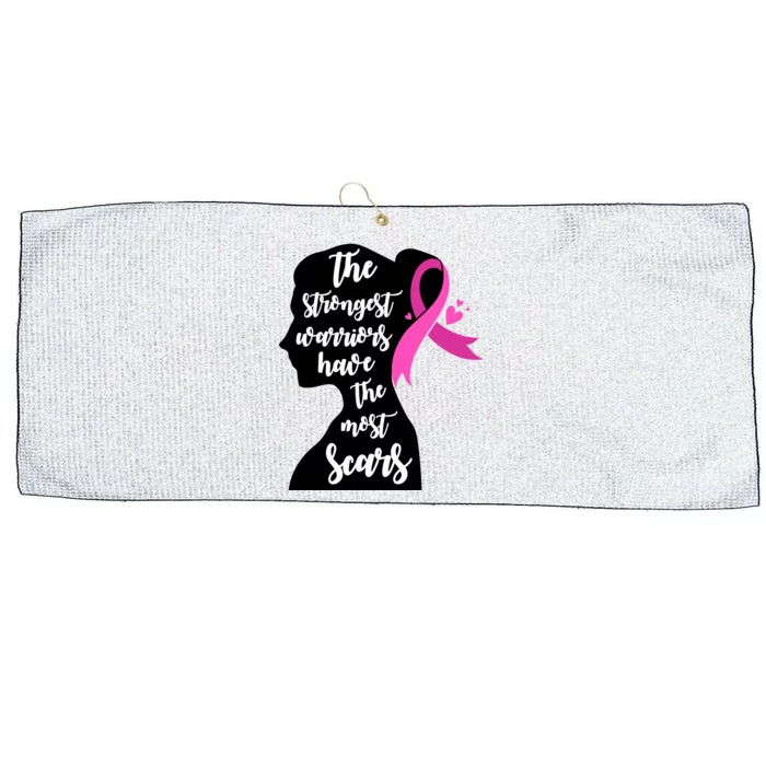 The Strongest Warriors Have The Most Scars Breast Cancer Awareness Large Microfiber Waffle Golf Towel