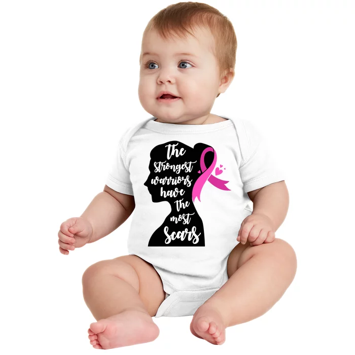 The Strongest Warriors Have The Most Scars Breast Cancer Awareness Baby Bodysuit