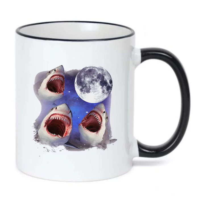 Three Shark Whites Howling Wolfs Moon Classic Art Costume Black Color Changing Mug