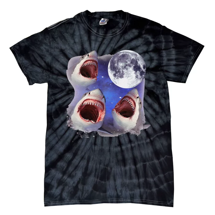 Three Shark Whites Howling Wolfs Moon Classic Art Costume Tie-Dye T-Shirt