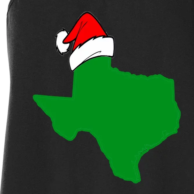 Texas State Wearing A Christmas Stocking Texas Christmas Women's Racerback Tank