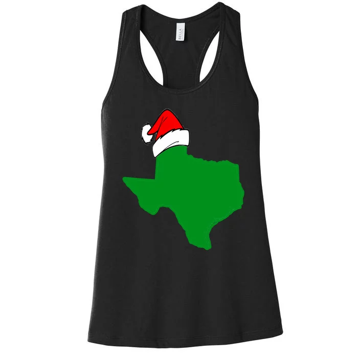 Texas State Wearing A Christmas Stocking Texas Christmas Women's Racerback Tank