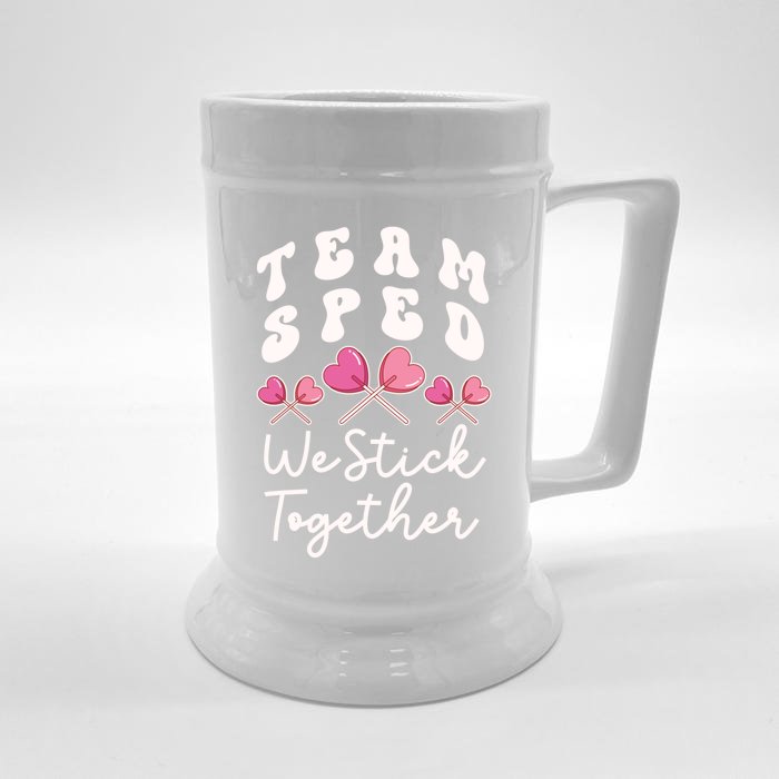 Team Sped We Stick Together Special Ed Teacher Heart Sucker Gift Front & Back Beer Stein