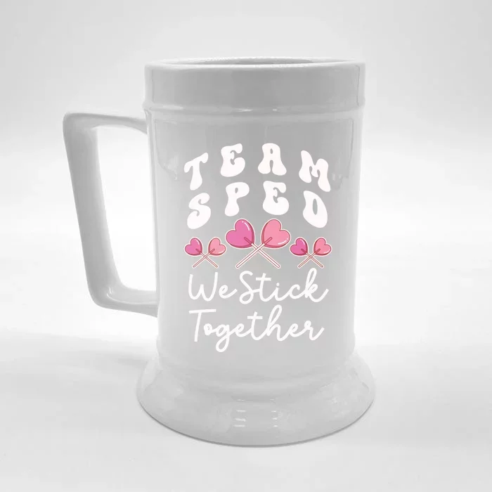 Team Sped We Stick Together Special Ed Teacher Heart Sucker Gift Front & Back Beer Stein