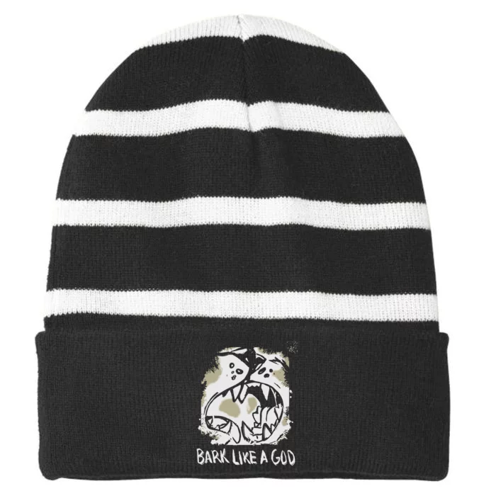 The Shy Wolf Bark Like A God Striped Beanie with Solid Band