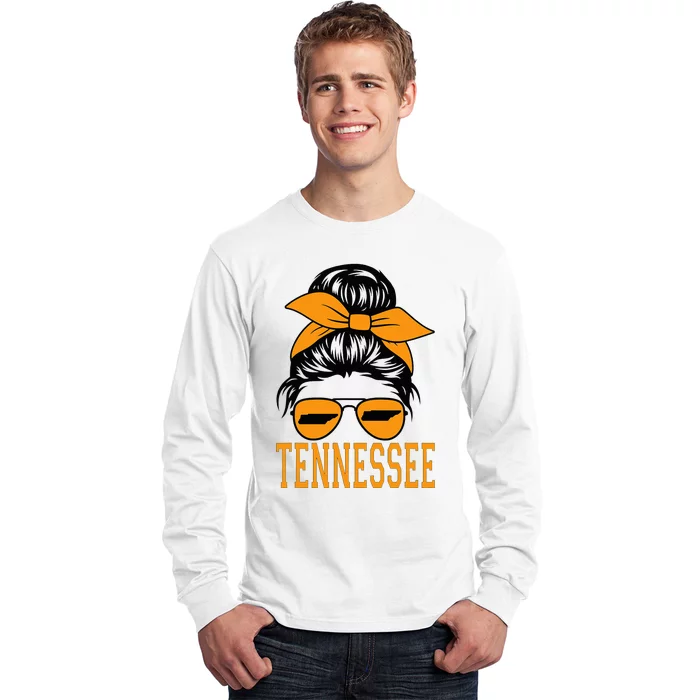 Tennessee State Women Tennessee Orange Game Day Messy Bun Tn Long Sleeve Shirt