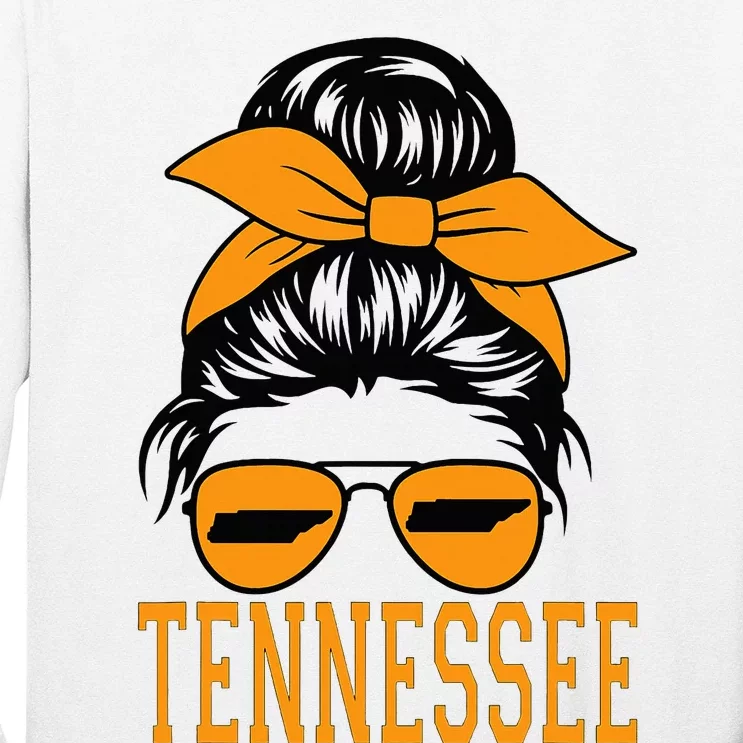 Tennessee State Women Tennessee Orange Game Day Messy Bun Tn Long Sleeve Shirt