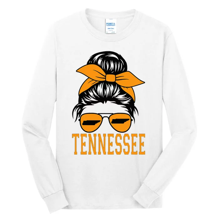 Tennessee State Women Tennessee Orange Game Day Messy Bun Tn Tall Long Sleeve T-Shirt