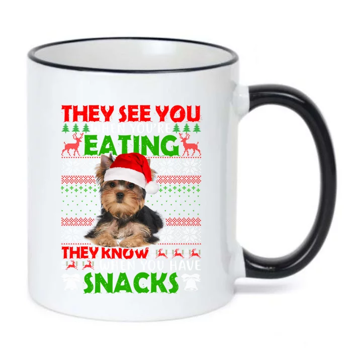 They See You When You're Eating Yorkshire Terrier Ugly Xmas Cool Gift Black Color Changing Mug