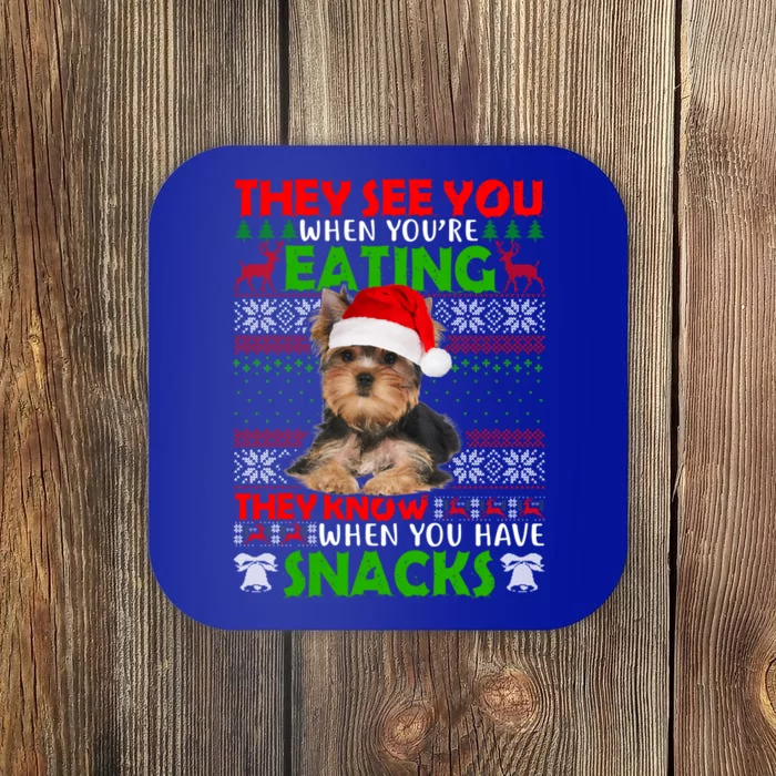 They See You When You're Eating Yorkshire Terrier Ugly Xmas Cool Gift Coaster