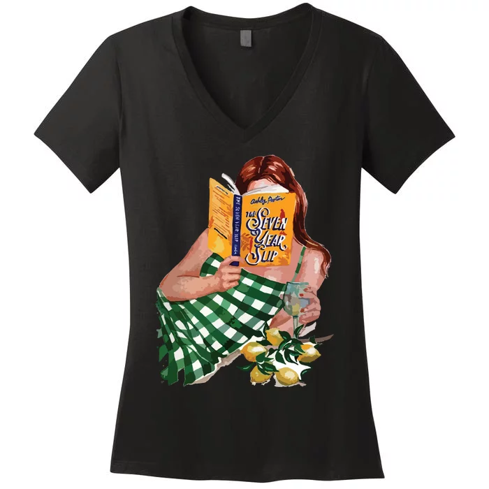 The Seven Year Slip By Ashley Poston Book Women's V-Neck T-Shirt