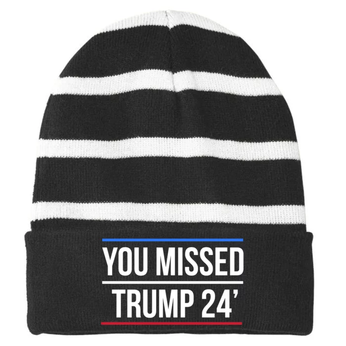 Trump Shooting You Missed Striped Beanie with Solid Band