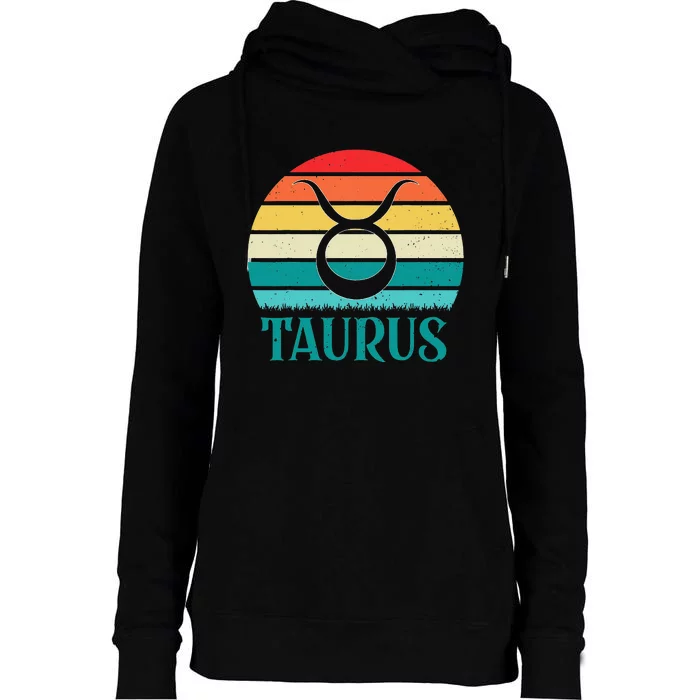 Taurus Sunset Zodiac Womens Funnel Neck Pullover Hood