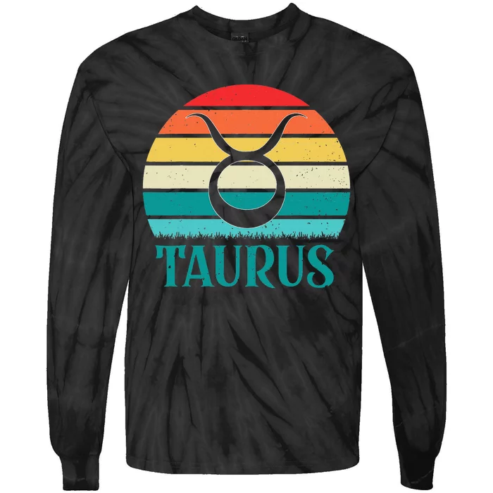 Taurus Sunset Zodiac Tie-Dye Long Sleeve Shirt