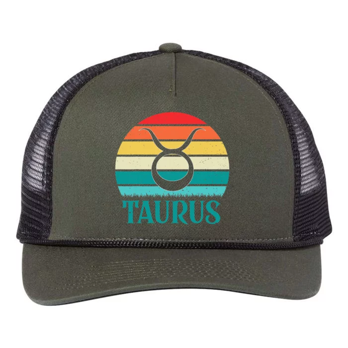 Taurus Sunset Zodiac Retro Rope Trucker Hat Cap