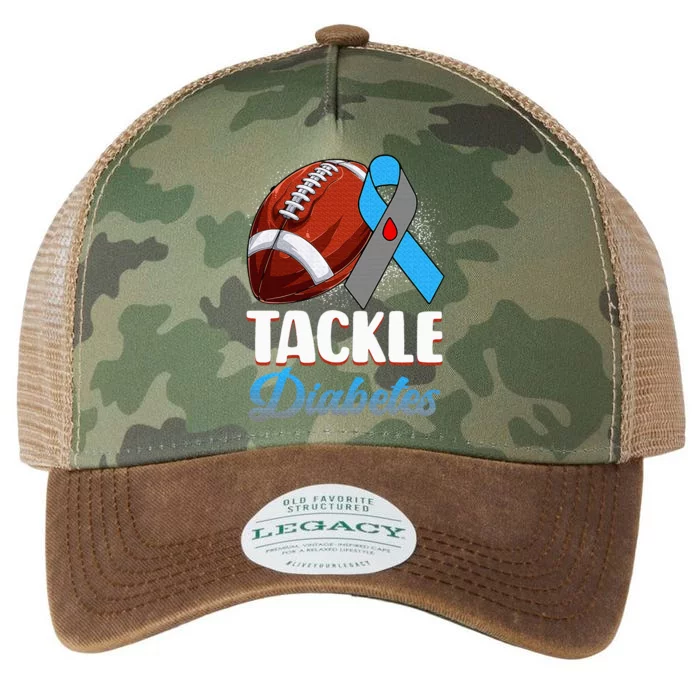 Tackle Type 1 Diabetes Awareness Football Blue & Grey Ribbon Legacy Tie Dye Trucker Hat