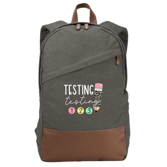 Testing Testing 123 Cute Test Day Teachers Students Cotton Canvas Backpack