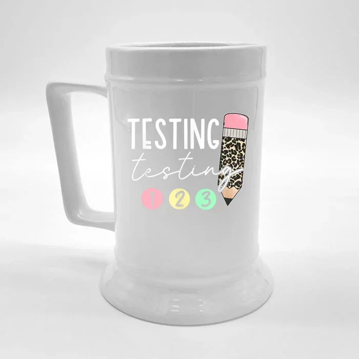 Testing Testing 123 Cute Test Day Teachers Students Front & Back Beer Stein