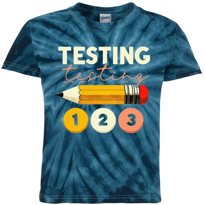 Testing Testing 123 Test Day Teacher Student Staar Exam Kids Tie-Dye T-Shirt