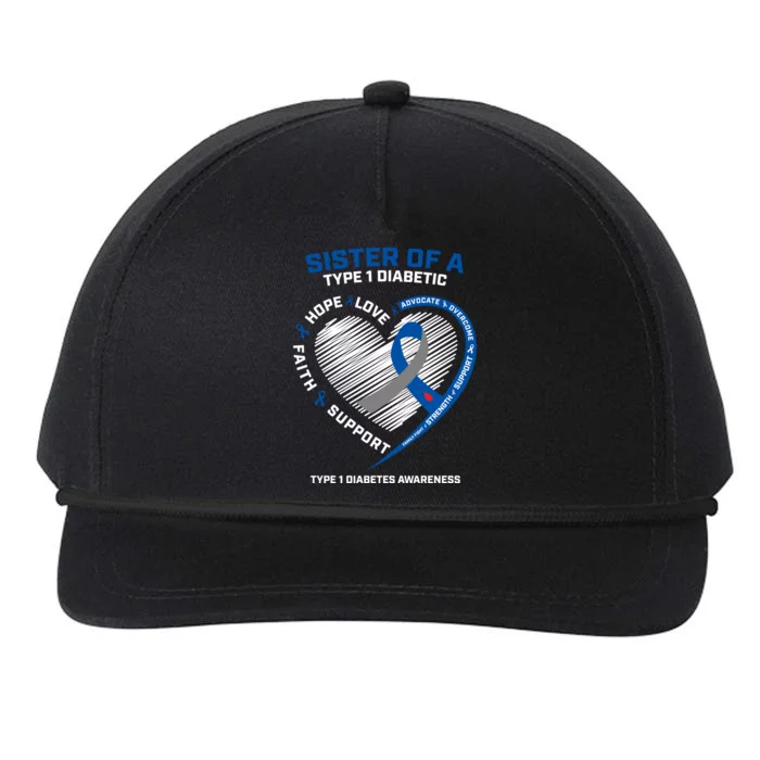 T1d Type 1 Diabetes Awareness Sister Of A Type 1 Diabetic Gift Snapback Five-Panel Rope Hat