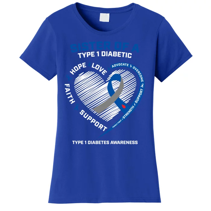 T1d Type 1 Diabetes Awareness Sister Of A Type 1 Diabetic Gift Women's T-Shirt