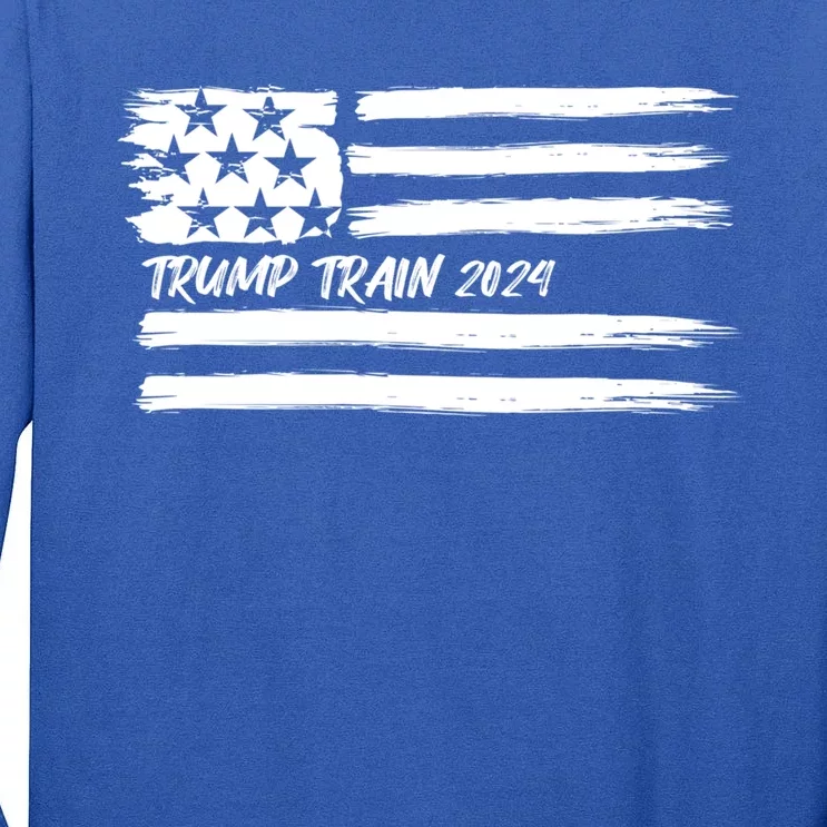 Trump Train 2024 President Election Campaign Usa Flag Pride Funny Gift Tall Long Sleeve T-Shirt